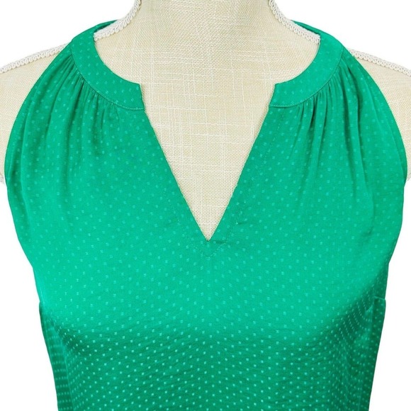 CAbi Halter Style Blouse Tank Polka Dot V-Neck Style 5549 Womens Sz XS Green EUC - Picture 2 of 10